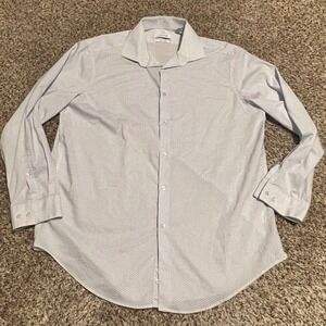 Calvin‎ Klein Dress Shirt Slim Fit Stretch Button Down Geometric XL 17 32/33
